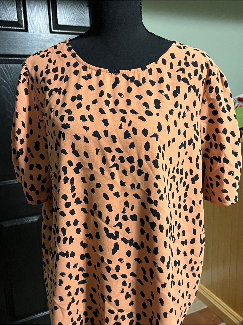 Papermoon Peach Short Sleeve Animal Print Blouse